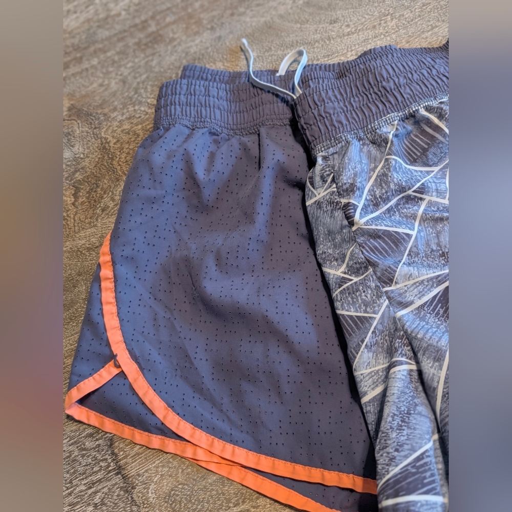 Women's Champion Athletic Shorts Set - 2 Pair Lot Gray/Orange & Gray/White